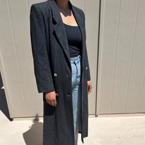Saks Fifth Avenue Long Wool Trench Coat - Picture 8 of 8